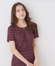 【手洗い可／日本製／一枚着／ジャケットイン／セットアップ可】幾何柄カットソー