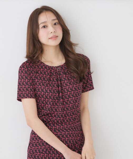 【手洗い可／日本製／一枚着／ジャケットイン／セットアップ可】幾何柄カットソー