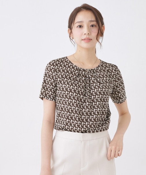 【手洗い可/日本製/セットアップ可】幾何柄カットソー