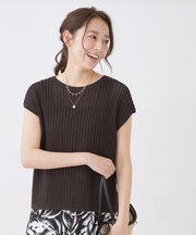【手洗い可】透かしノースリーブニット