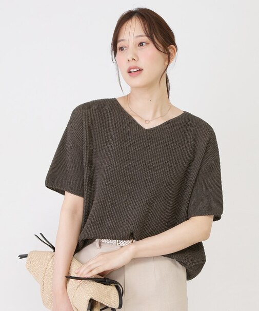 【手洗い可／日本製】和紙混ニットトップス