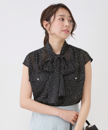 【手洗い可】シアーボウタイブラウス