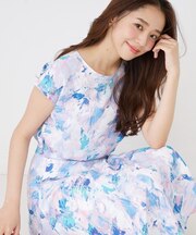 【手洗い可／日本製／セットアップ可】アート的プリントブラウス