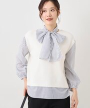 【手洗い可/日本製/】 レイヤード風トップス