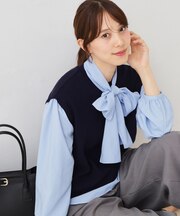 【手洗い可/日本製/】 レイヤード風トップス