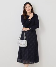 【手洗い可/日本製】ニットドッキングフレアワンピース