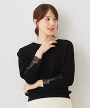 【手洗い可】オーガンジーフラワーニット