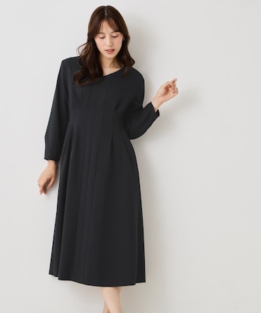 【手洗い可】ウエストタックワンピース