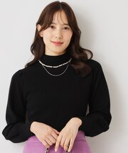 【手洗い可】ハイネックパフスリーブニット