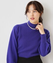 【手洗い可】ハイネックパフスリーブニット