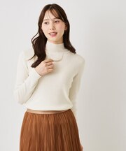 【手洗い可/日本製】ハイネックリブニット