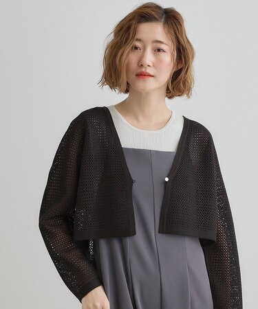ワイドスリーブメッシュカーディガン