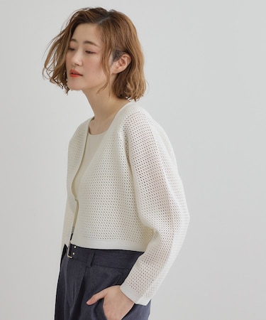 ワイドスリーブメッシュカーディガン