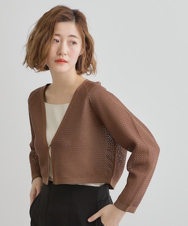 ワイドスリーブメッシュカーディガン