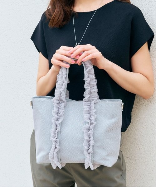 チュールトートバック　２点 チュールフリルハンドル2WAYトート｜グローブの通販｜&mall（アンド