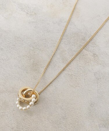 パール調ビジューリングY字ネックレス【入卒対応可】