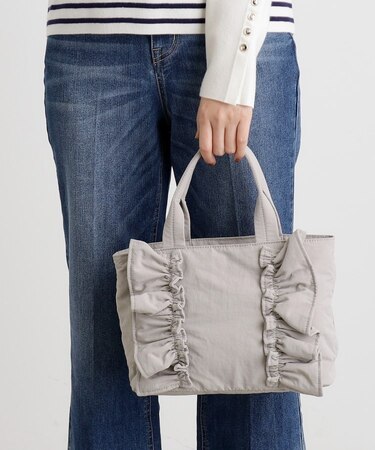 縦フリルナイロン2WAYトート