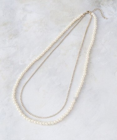 ダイヤ型レーンパール調ネックレス【入卒対応可】