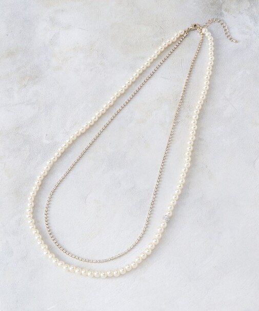 ダイヤ型レーンパール調ネックレス【入卒対応可】