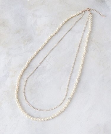 ダイヤ型レーンパール調ネックレス【入卒対応可】