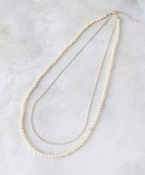 ダイヤ型レーンパール調ネックレス【入卒対応可】