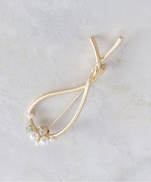 細メタルパール調ビジューブローチ【入卒対応可】