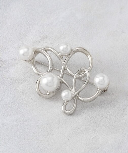 【雑誌掲載】ニュアンスメタルパール調ブローチ【入卒対応可】