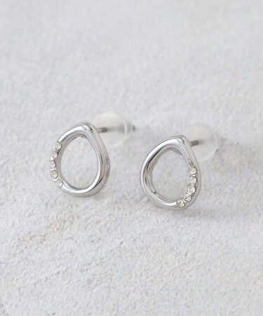 キュービックビジュードロップフォルムピアス【入卒対応可】