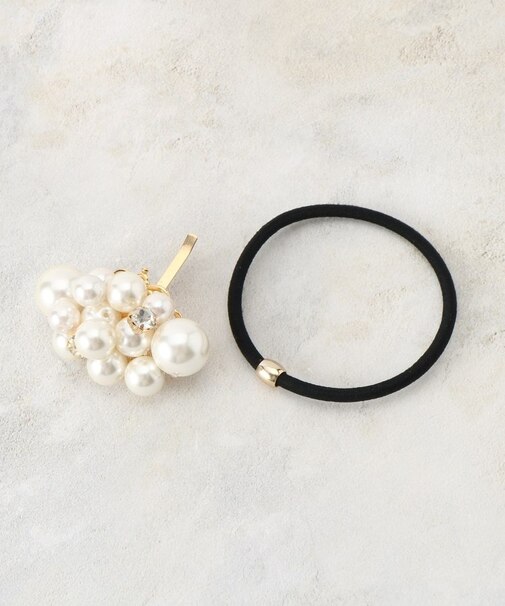 パール調ビジューヘアカフゴムセット【入卒対応可】