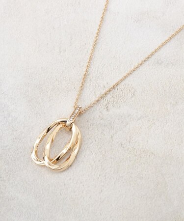 ツイストオーバルビジューネックレス