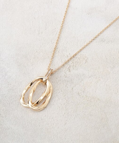 ツイストオーバルビジューネックレス