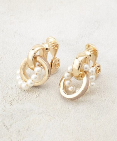 痛くなりにくい エポパール調リングイヤリング