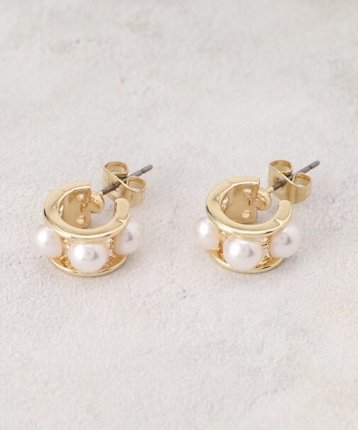 パール調ミニメタルフープピアス