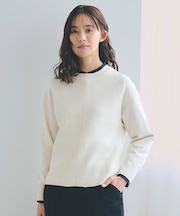 畦編みクルーネックニット