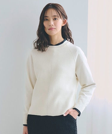 畦編みクルーネックニット