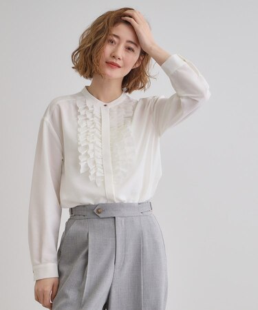 スパンビンテージフリルブラウス