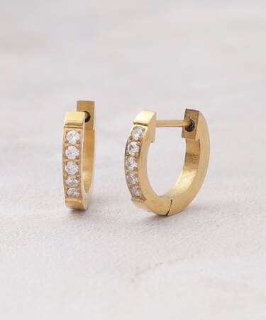 【ステンレス】メタルビジューフープピアス