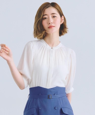 【洗える】ヴィンテージサテンウイングスリーブブラウス