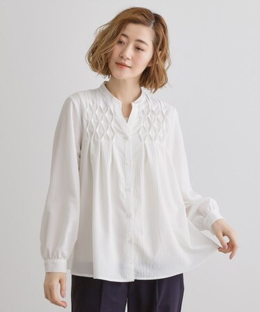 スモッキングタックスキッパーブラウス