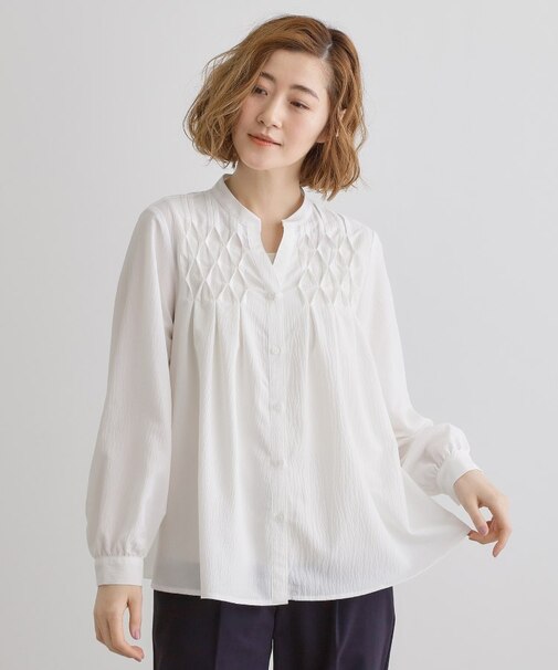 スモッキングタックスキッパーブラウス