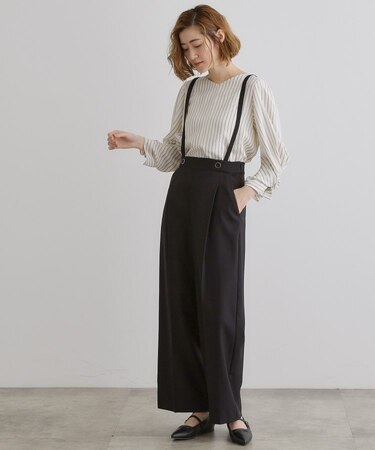 2WAYショルダーストラップワイドパンツ