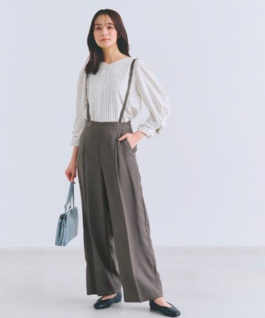 2WAYショルダーストラップワイドパンツ
