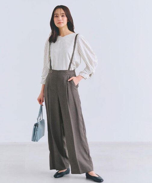 2WAYショルダーストラップワイドパンツ