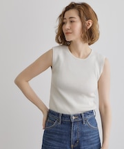 さりげないラメで毎日のコーデにアクセントを リブラメニットタンク