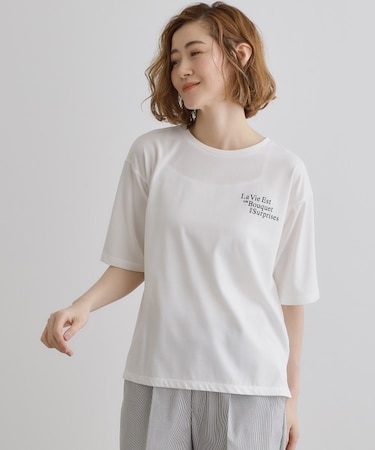 五分袖ロゴプリントTシャツ