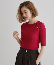 【雑誌掲載】多釦ラグランリブ5分袖プルオーバー