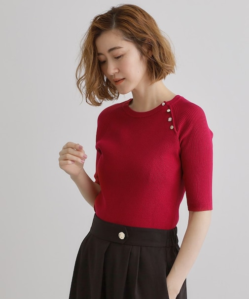 【雑誌掲載】多釦ラグランリブ5分袖プルオーバー