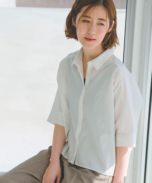 【夏に嬉しい機能付き】ドルマンクロップドシャツ