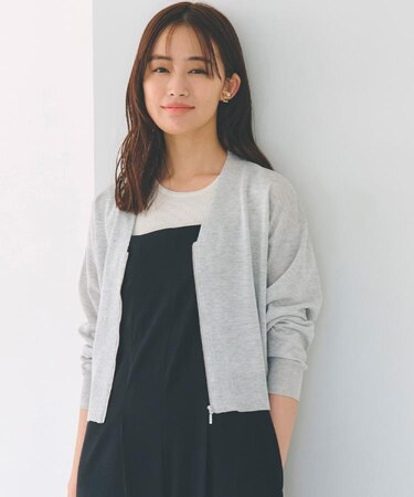 【洗える】シアーニットジップカーディガン