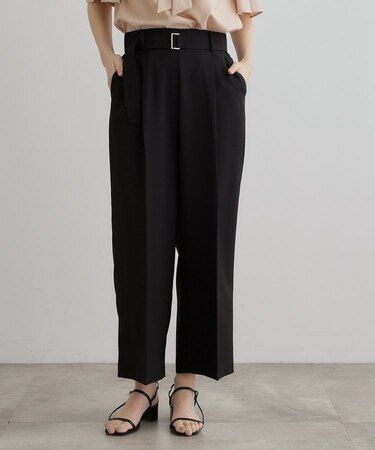 【夏に嬉しい機能付き】リネンライクベルトワイドパンツ